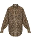 Oseree Womens Leopard Animalier Long-sleeve Woven Shirt In Brown