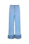 Oseree Pant Wide-leg Floral Embellishments In Blue
