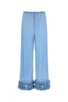 Oseree Pant Wide-leg Floral Embellishments In Blue