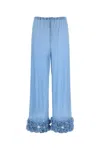 Oseree Pant Wide-leg Floral Embellishments In Blue