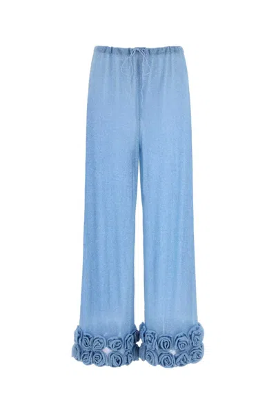 OSEREE LIGHT-BLUE NYLON WIDE-LEG PANT