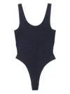 Oseree Glitter Finish Sporty Swimsuit With High-cut Legs In Blue
