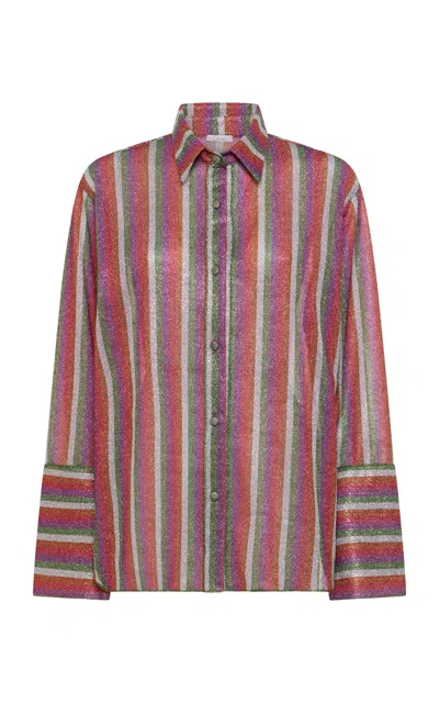 Oseree Lolita Striped Metallic Shirt In Multi
