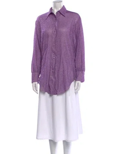 Pre-owned Oseree Long Sleeve Button-up Top In Metallic/purple