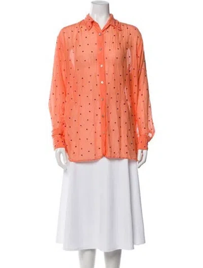 Pre-owned Oseree Long Sleeve Button-up Top In Orange