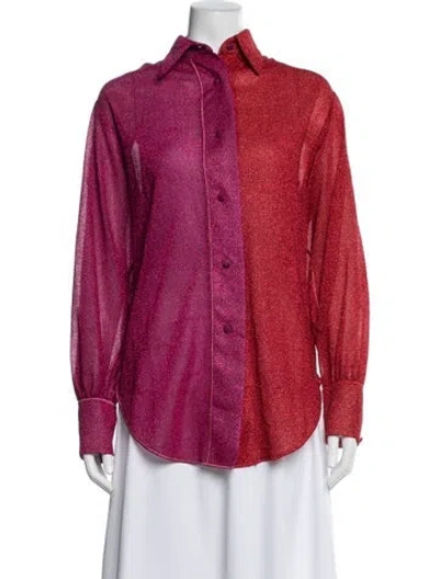 Pre-owned Oseree Long Sleeve Button-up Top In Red