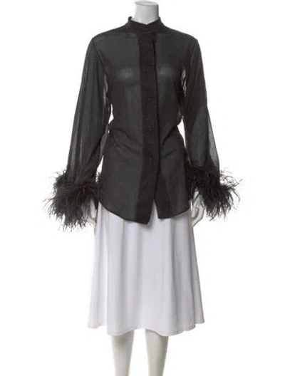 Pre-owned Oseree Long Sleeve Top In Black