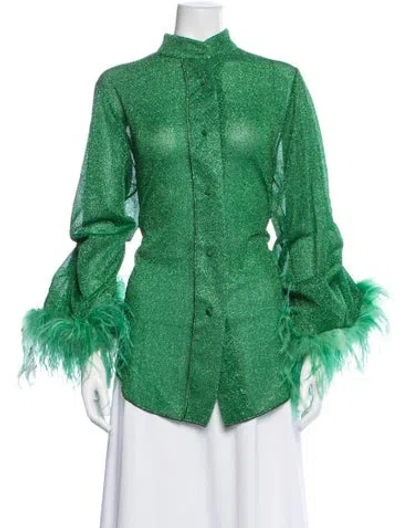 Pre-owned Oseree Long Sleeve Top In Green