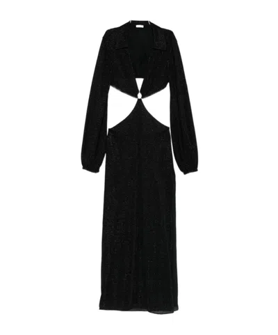 Oseree Long-sleeved Dress In Black