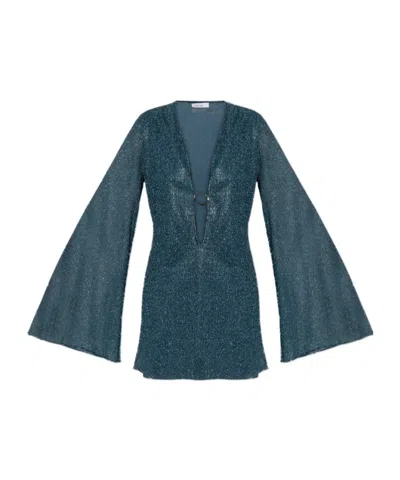 Oseree Long-sleeved Dress In Blue