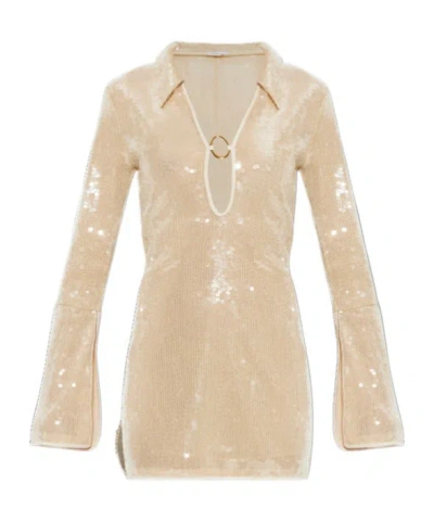 Oseree Sequined Mini Dress In Neutral