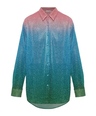 Oseree Long-sleeve Sequin Shirt In Multi