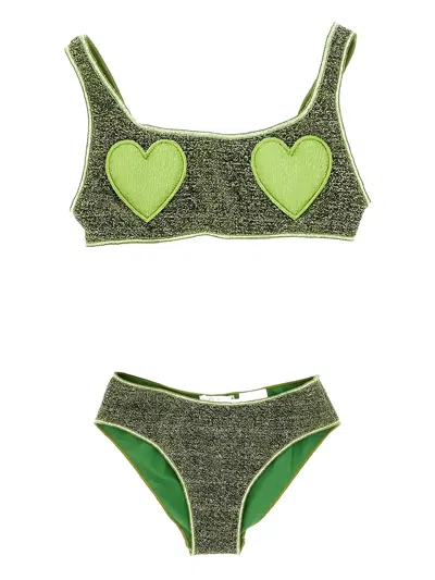 Oseree Kids' Lumi Heart-patch Bikini In Green
