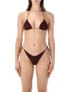 Oseree Glitter-effect Triangle Bikini In Brown