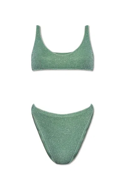 Oseree Oséree Lumiere 90s Glittered Bikini Set In Green