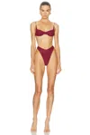 Oseree Lumiere Balconette 90s Bikini Set In Burgundy