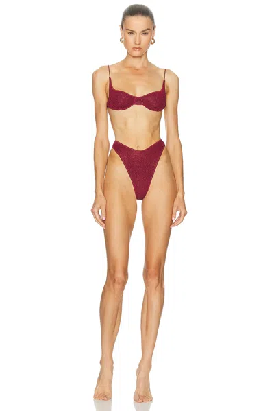 Oseree Lumiere Balconette 90s Bikini Set In Burgundy