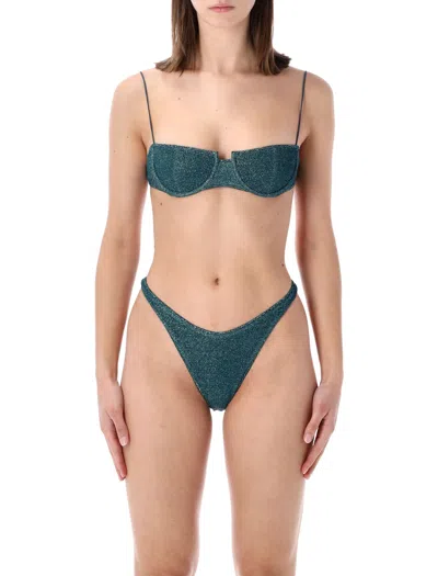 Oseree Lumiere Balconette Bandeau Swim Top Straps In Green