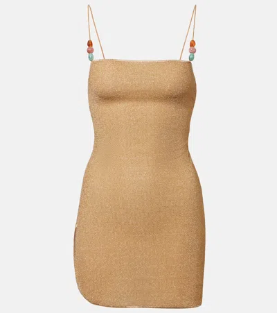 Oseree Oséree Lumière Beaded Minidress In Brown