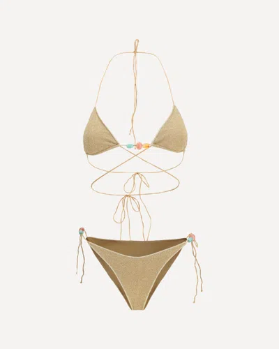 Oseree Lumière Beads Bikini In Gold
