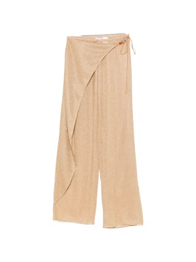 Oseree Lumiére Beads Pareo Trousers In Gold