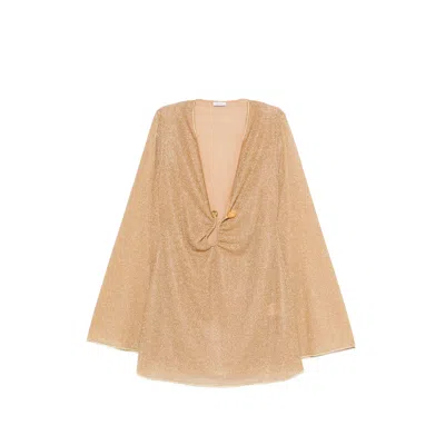 Oseree Lumière Bell-sleeve Mini Dress In Nude
