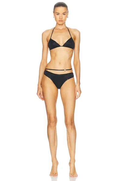 Oseree Lumiere Belt Two Piece Bikini Set In Black