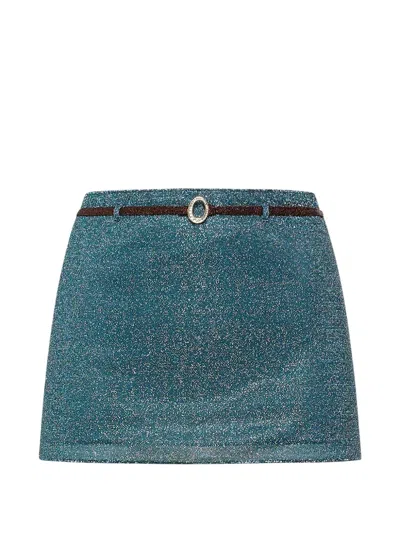 Oseree Lumiere Micro Belt Skirt In Green