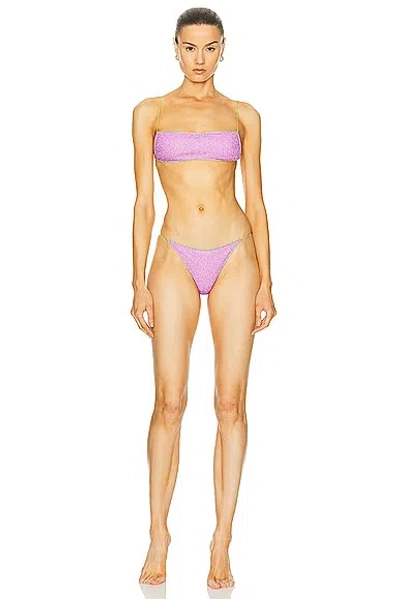 Oseree Lumiére Bicolor Bikini Set In Glicine & Lime