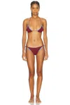 Oseree Lumiere Bicolor Double Kini Bikini Set In Brown