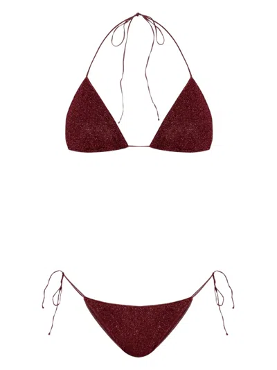 Oseree Lace-up Detail Swimsuit In Purple