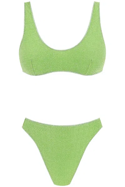 Oseree Oséree Lumiere 90s Glittered Bikini Set In Green