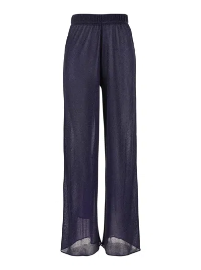 Oseree Lumiere Blue Pants With Elastic Waist In Tech Fabric Woman