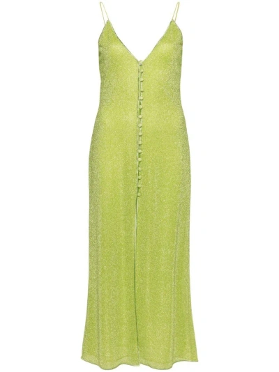 Oseree Lumire Button Up Dress Lime In Green