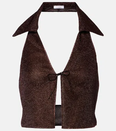 Oseree Oséree Lumière Crop Top In Brown