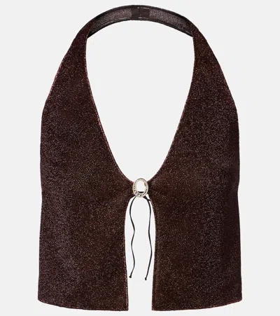 Oseree Oséree Lumière Crop Top In Brown