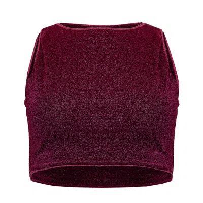 Oseree Lumiere Crop Top Dark Fuchsia