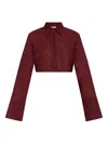 Oseree Burgundy Shirt Finished With Lurex Thread In Brown