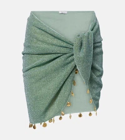 Oseree Womens Lumiere Charm Metallic-knit Cover-up Aqua In Green