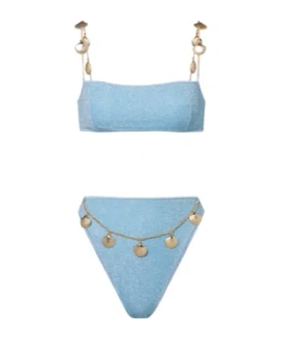 Oseree Lumiere Embellished Bikini In Blue