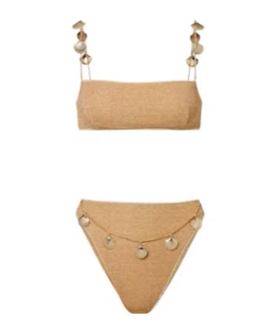 Oseree Lumiere Embellished Bikini In Brown