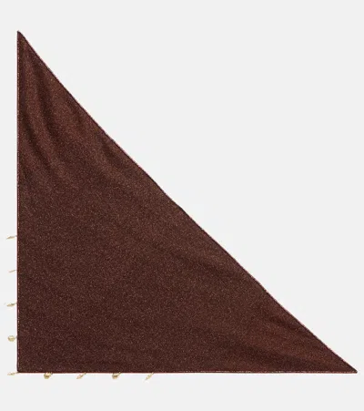 Oseree Oséree Lumière Embellished Scarf In Brown