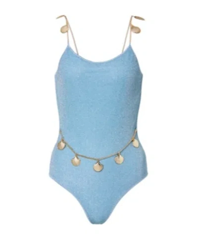 Oseree Lumiere Embellished Swimsuit In Blue