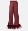 Oseree Plumage Feather-trim Trousers