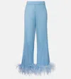 Oseree Oséree Lumière Feather-trimmed Wide-leg Pants