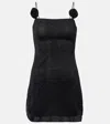 Oseree Oséree Lumière Floral-appliqué Minidress In Black