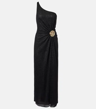 Oseree Oséree Lumière Gathered Midi Dress In Black