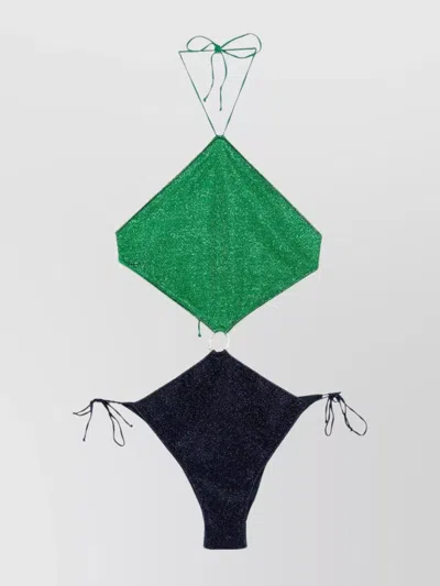 Oseree Lumiere Gem Bicolor Diamond Swimsuit In Green