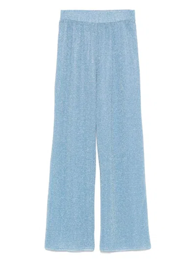 Oseree Lumière Glitter-effect Trousers In Blue