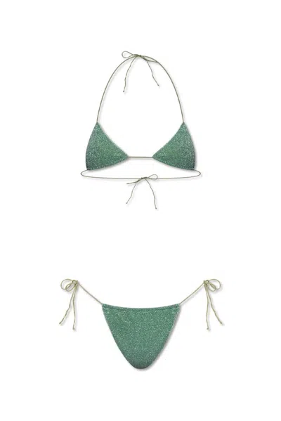 Oseree Oséree Lumière Glitter Tied Bikini Set In Green